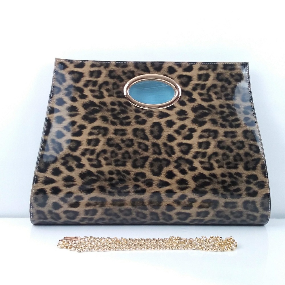 XL Faux Leather Animal Print Clutch